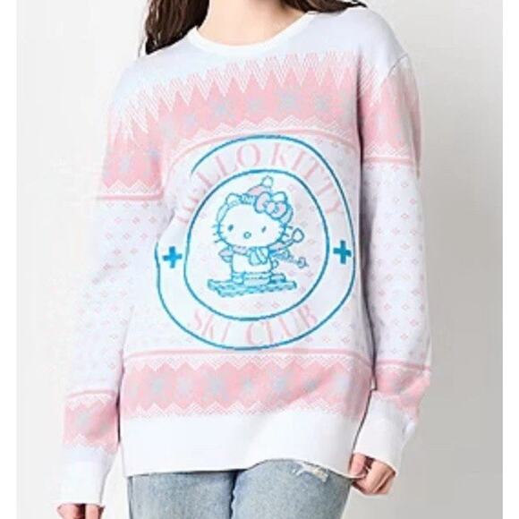 Hello Kitty and Friends Women Juniors Small Sweater Angel Intarsia Christmas $59 - Picture 1 of 16